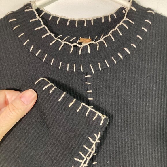 Free People Miranda Mini Dress Body Con M Black Stitch Detail  NWT - Picture 4 of 11